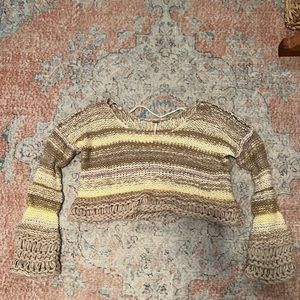 Free People Crop Bell Sleeve Knit Sweater